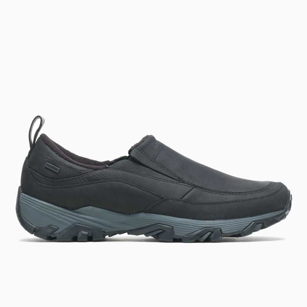 Men's Merrell ColdPack Ice+ Moc Waterproof Wide Width Slip On Shoes Black | Israel-208976