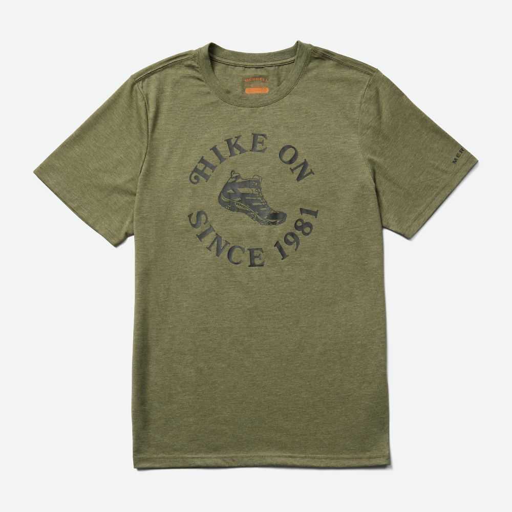 Men's Merrell Hike T Shirts Olive | Israel-379061