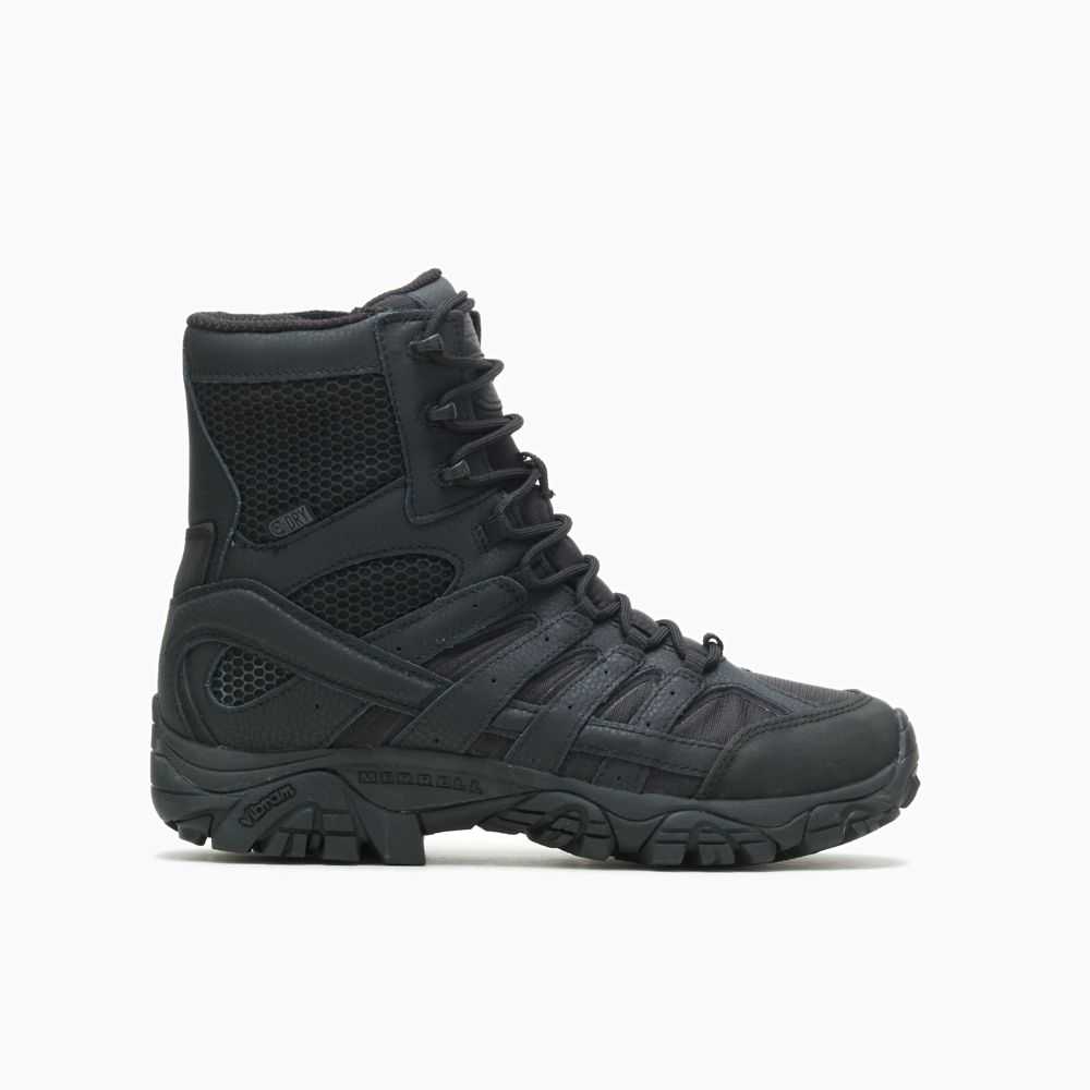 Men's Merrell Moab 2 8 Tactical Waterproof Wide Width Work Boots Black | Israel-742063