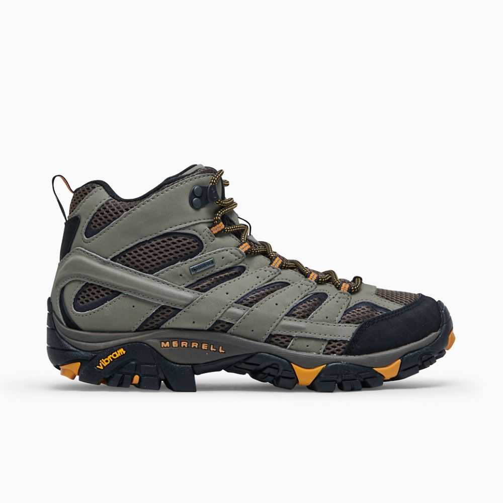 Men's Merrell Moab 2 Mid GORE -TEX® Wide Width Hiking Boots Dark Grey/Light Brown | Israel-9840276