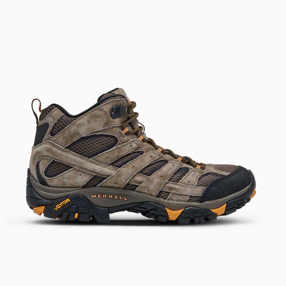 Men's Merrell Moab 2 Mid Ventilator Hiking Boots Dark Grey/Light Brown | Israel-849362