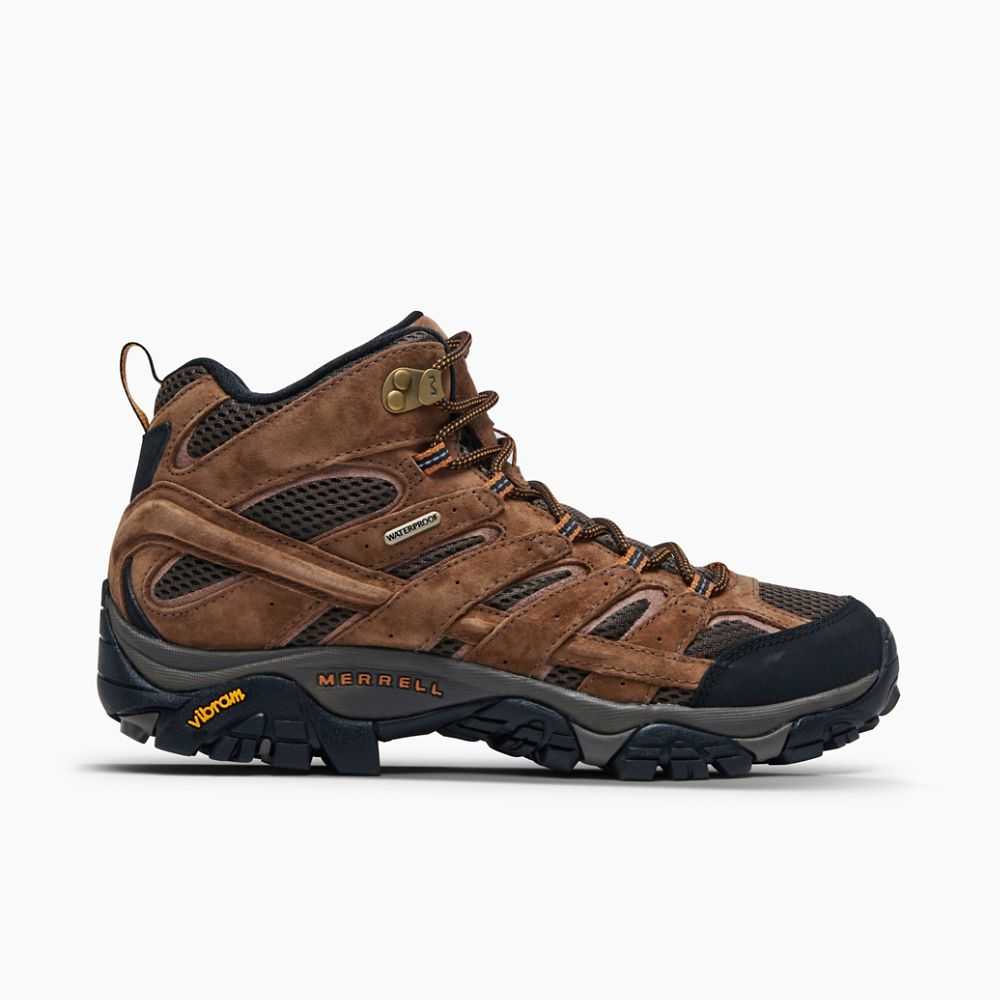 Men's Merrell Moab 2 Mid Waterproof Hiking Boots Brown | Israel-9078214