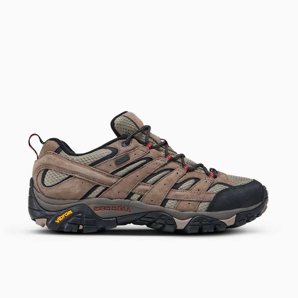 Men's Merrell Moab 2 Waterproof Wide Width Hiking Shoes Brown | Israel-073168