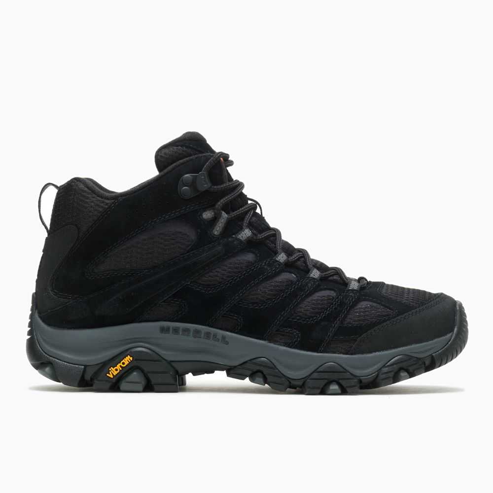 Men's Merrell Moab 3 Mid Hiking Boots Black | Israel-2610893