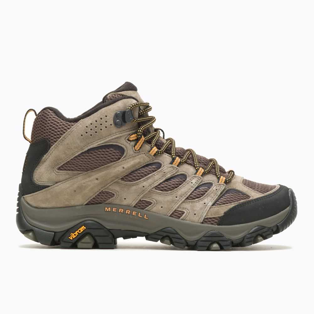 Men's Merrell Moab 3 Mid Hiking Boots Dark Grey/Light Brown | Israel-601437