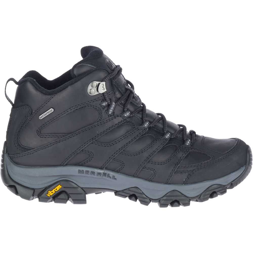 Men's Merrell Moab 3 Prime Mid Waterproof Wide Width Hiking Boots Black | Israel-216387