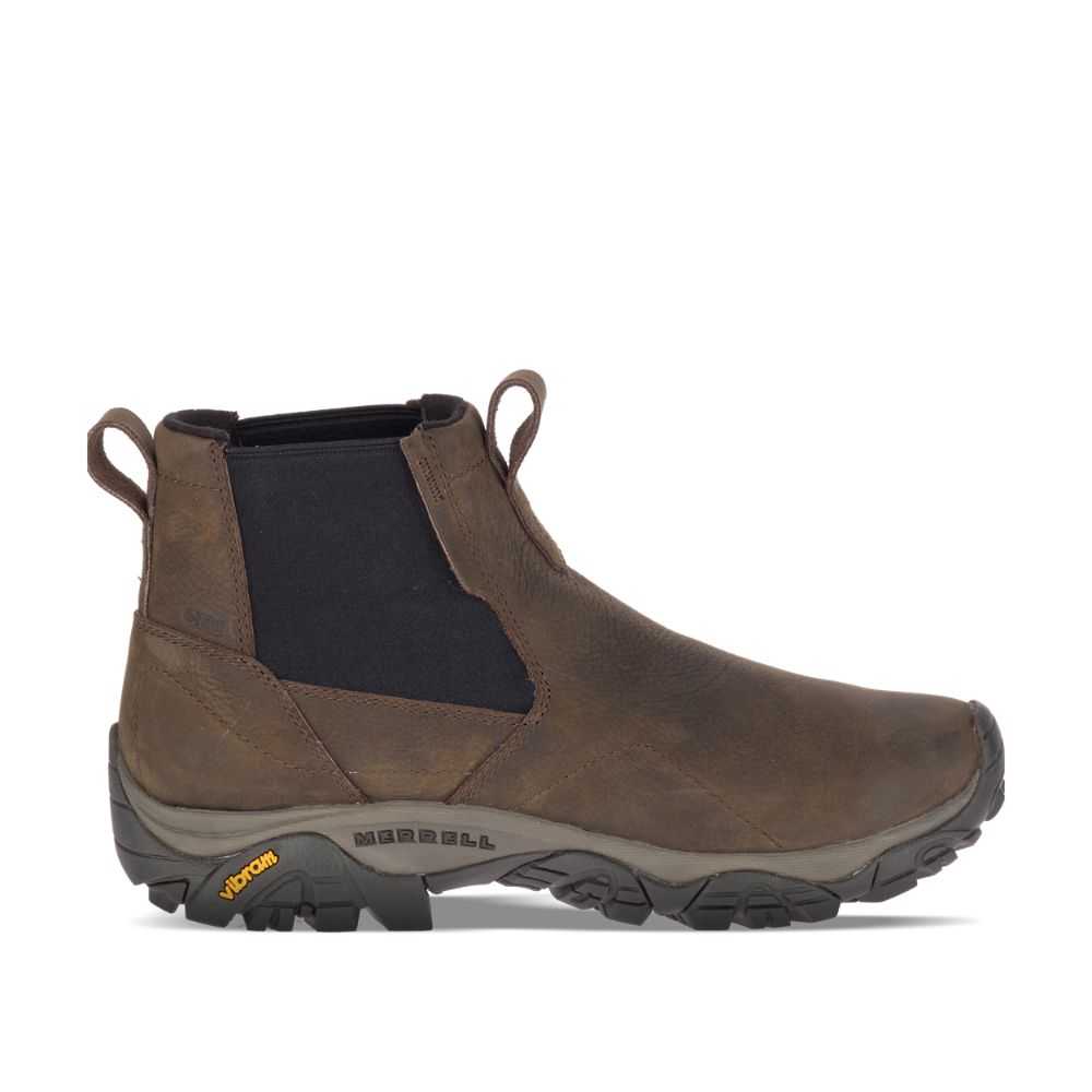 Men's Merrell Moab Adventure Chelsea Polar Waterproof Winter Boots Brown | Israel-318967