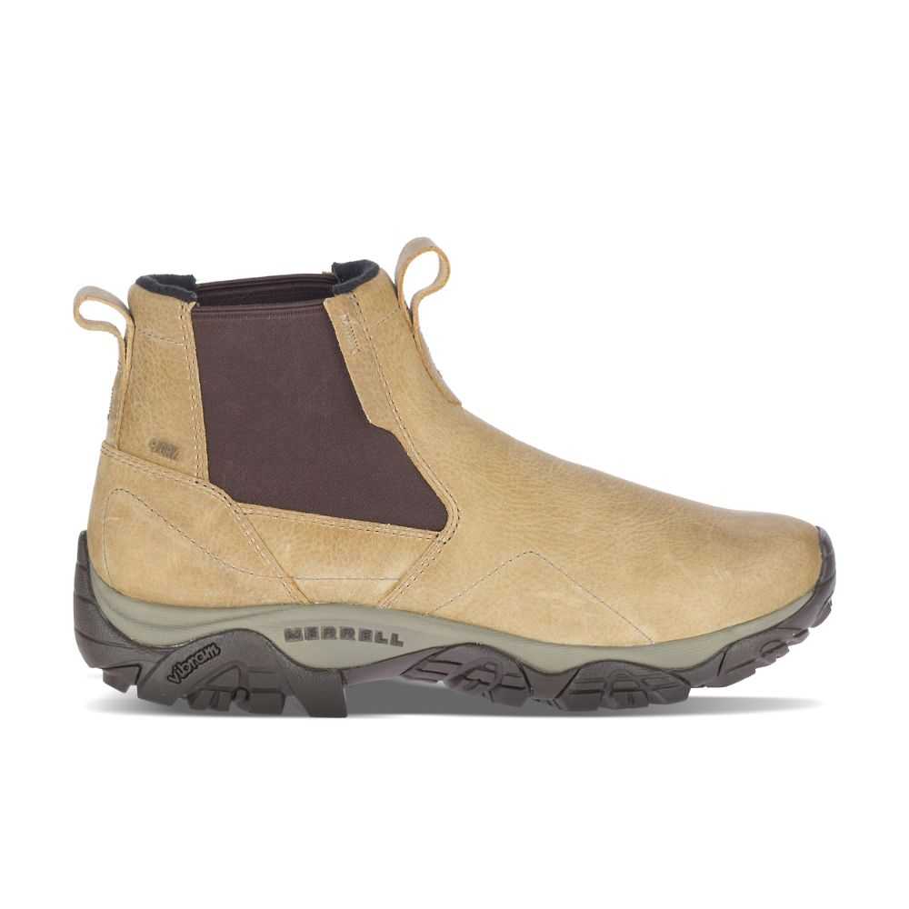 Men's Merrell Moab Adventure Chelsea Polar Waterproof Winter Boots Brown Yellow | Israel-9218634