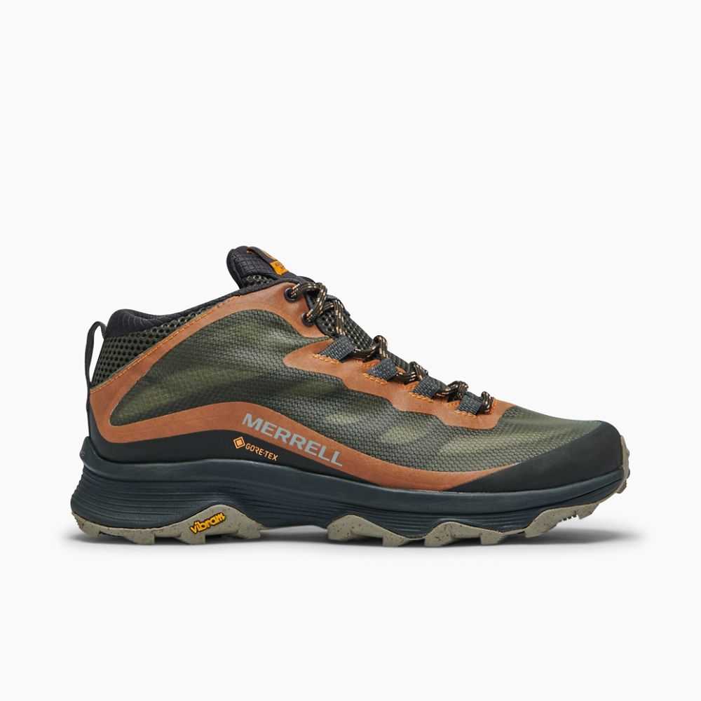 Men's Merrell Moab Speed Mid GORE-TEX® Hiking Boots Dark Green | Israel-148632