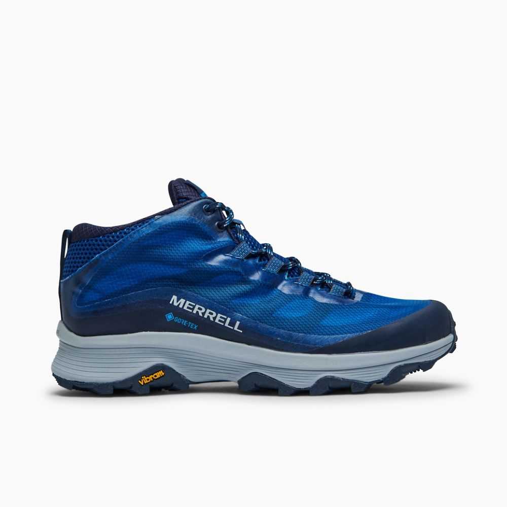 Men's Merrell Moab Speed Mid GORE-TEX® Sneakers Navy | Israel-203148