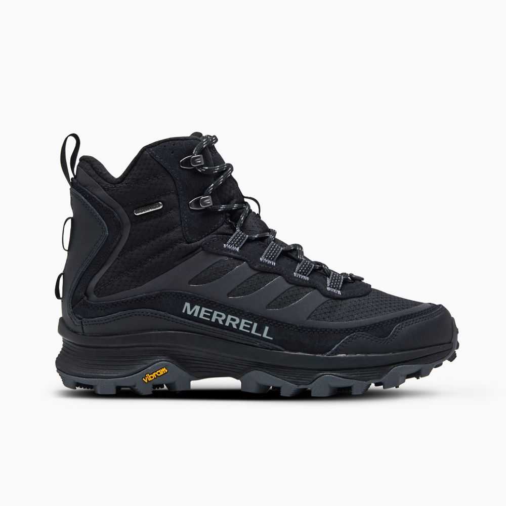 Men's Merrell Moab Speed Thermo Mid Waterproof Hiking Boots Black | Israel-042163