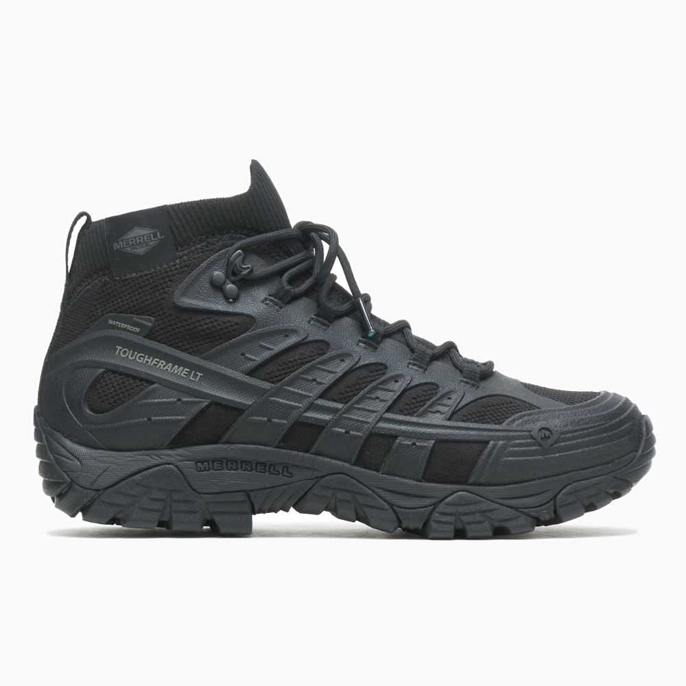 Men's Merrell Moab Velocity Tactical Mid Waterproof Work Boots Black | Israel-029364