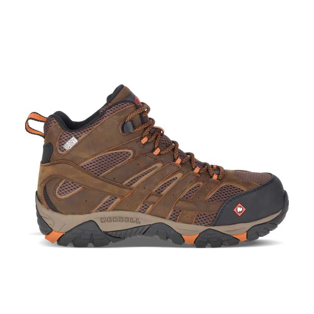 Men's Merrell Moab Vertex Mid Waterproof Comp Toe Work Boots Brown | Israel-362879