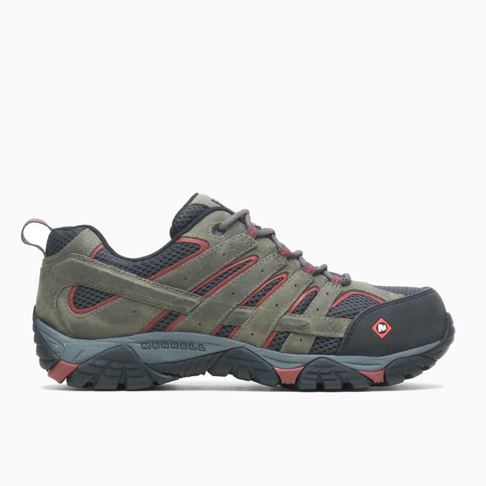 Men's Merrell Moab Vertex Vent Comp Toe Work Shoes Dark Green | Israel-7392186