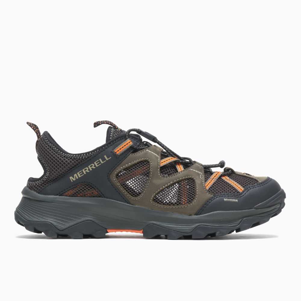 Men's Merrell Speed Strike Leather Sieve Sandals Olive | Israel-830427