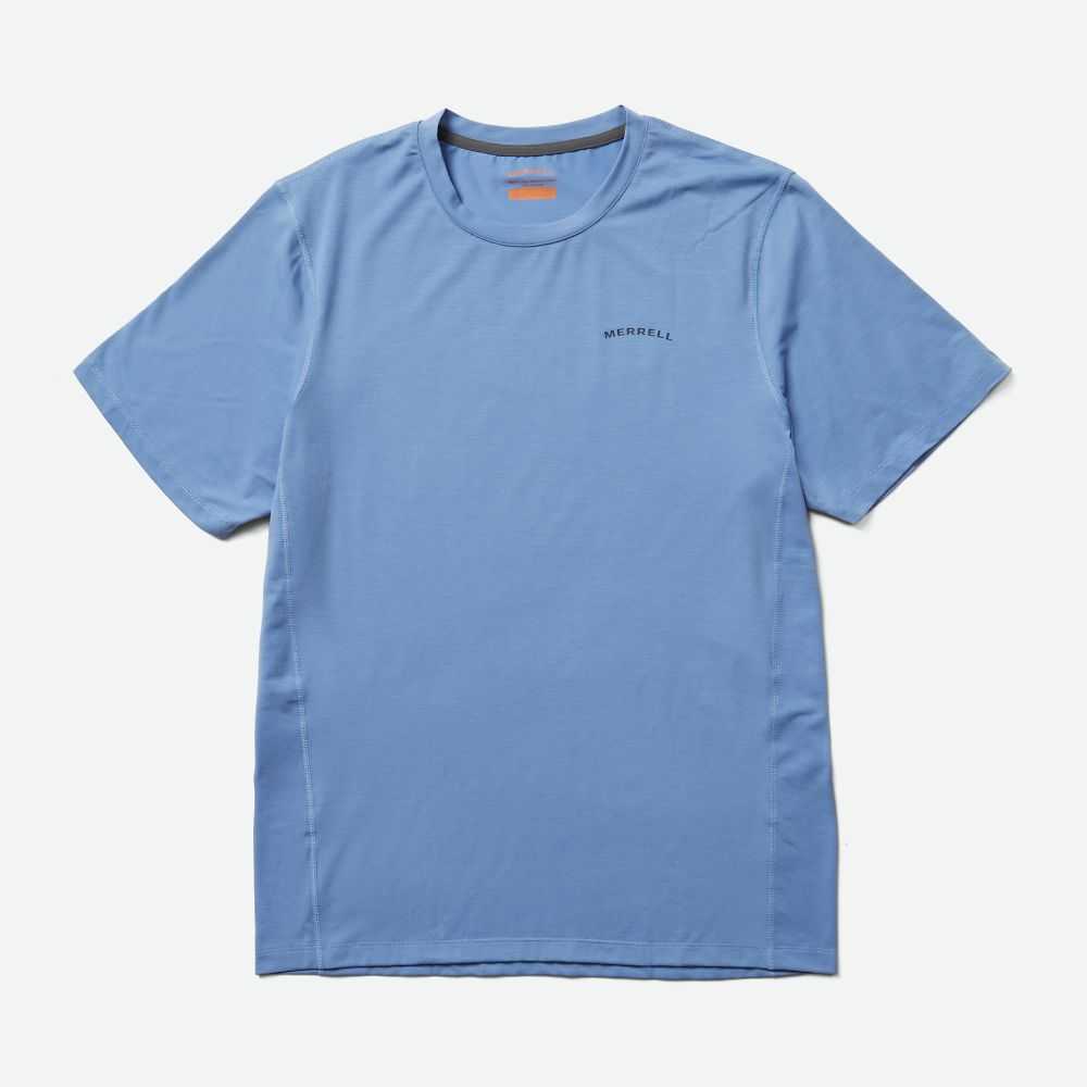 Men's Merrell Tencel T Shirts Light Blue | Israel-824937