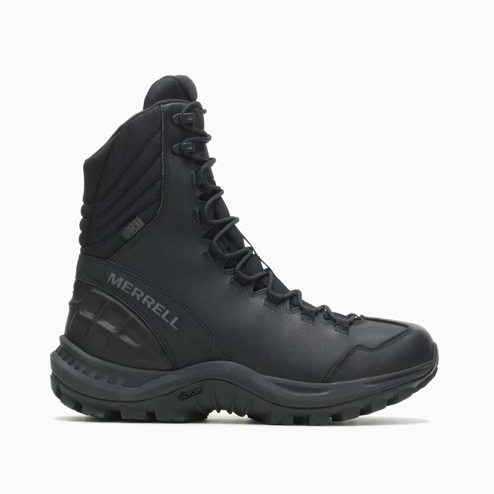 Men's Merrell Thermo Rhea Mid Waterproof Tactical Boots Black | Israel-801237