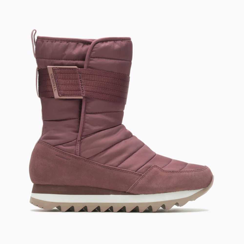 Women's Merrell Alpine Tall Strap Polar Waterproof Winter Boots Burgundy | Israel-714832