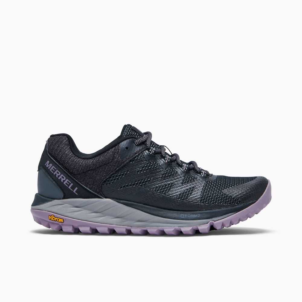 Women's Merrell Antora 2 Trail Running Shoes Black/Dark Grey | Israel-1740386