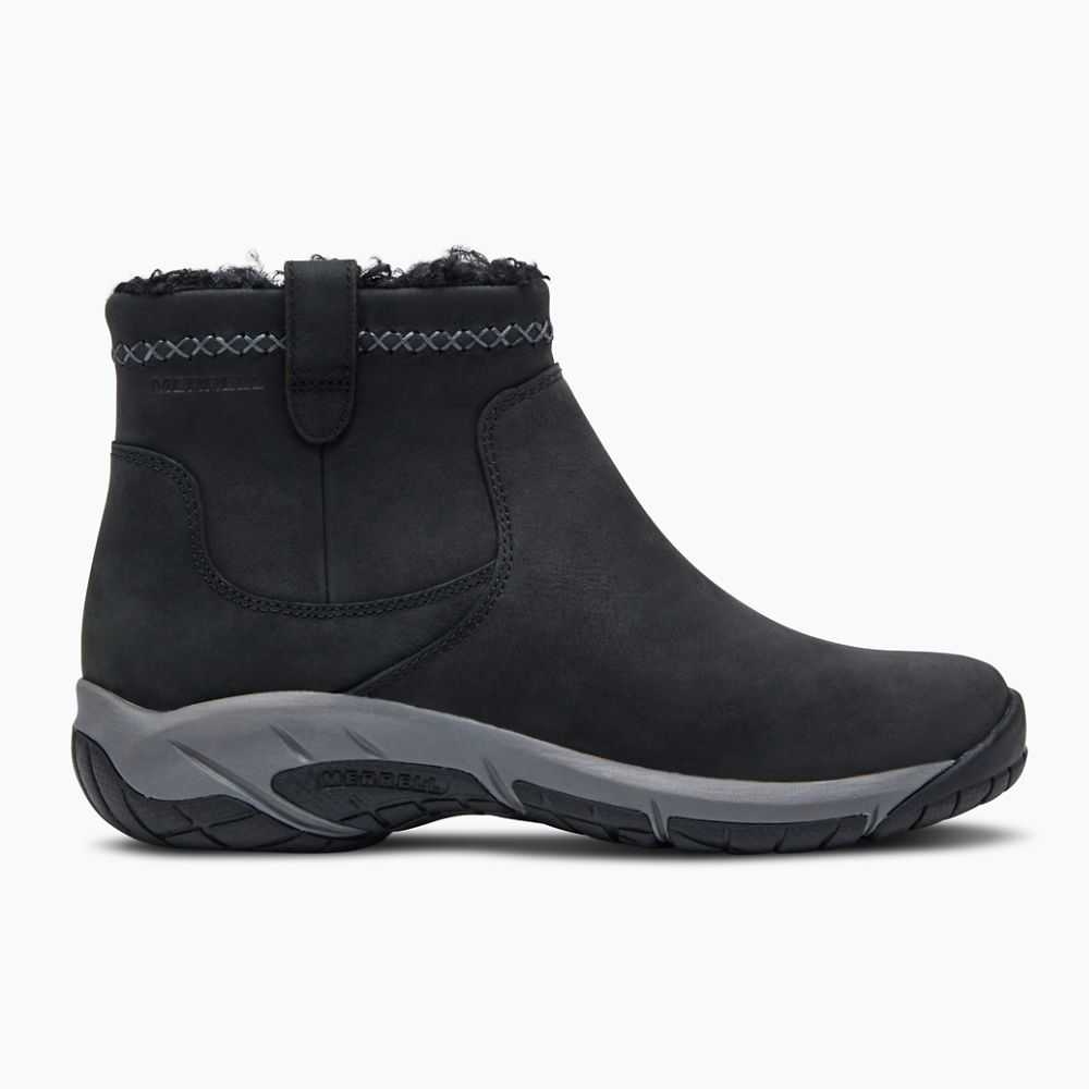 Women's Merrell Encore 4 Bluff Zip Polar Waterproof Wide Width Winter Boots Black | Israel-179302