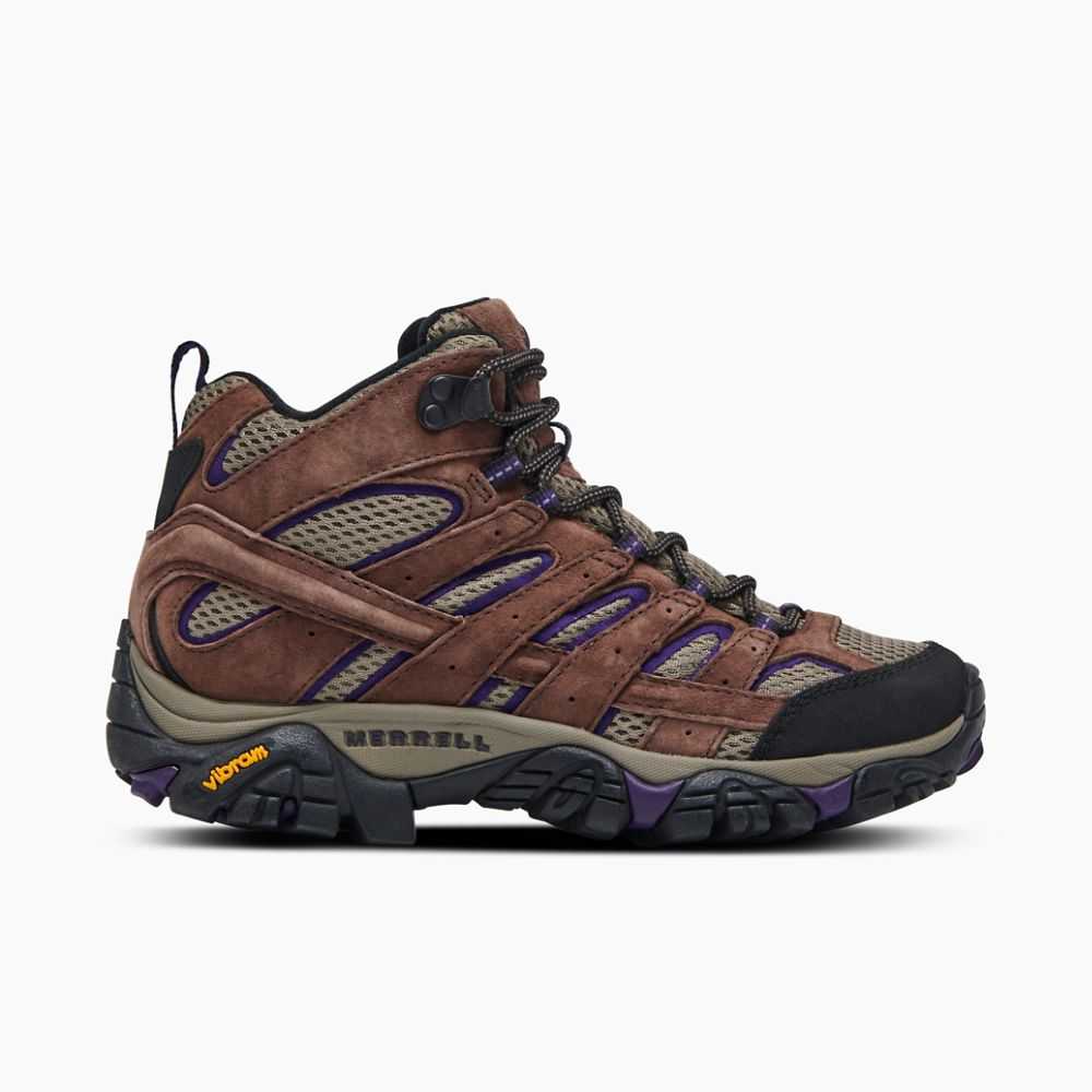 Women's Merrell Moab 2 Mid Ventilator Hiking Boots Brown/Purple | Israel-4873921