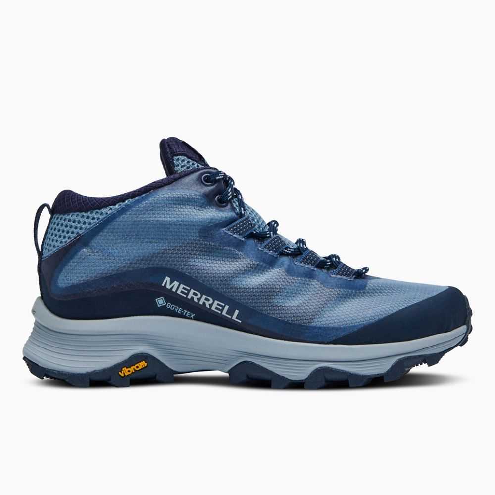 Women's Merrell Moab Speed Mid GORE-TEX® Hiking Boots Navy | Israel-632794