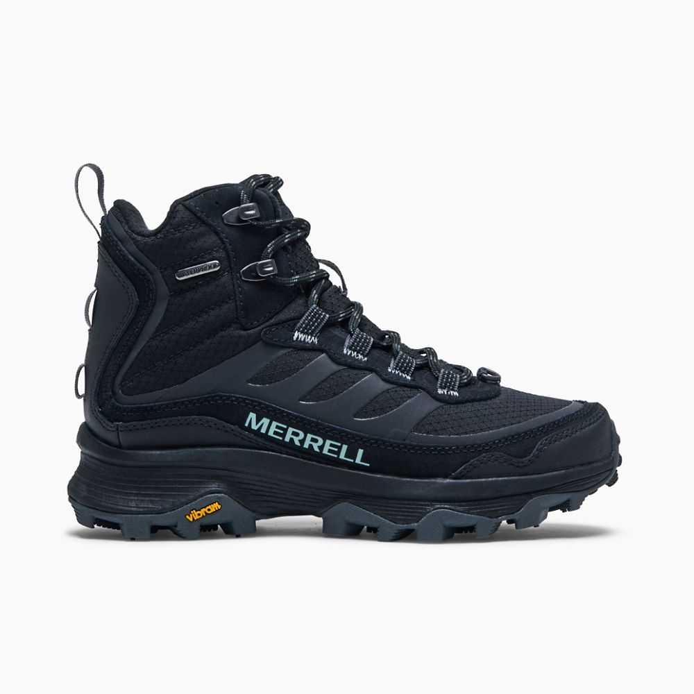 Women's Merrell Moab Speed Thermo Mid Waterproof Hiking Boots Black | Israel-913072