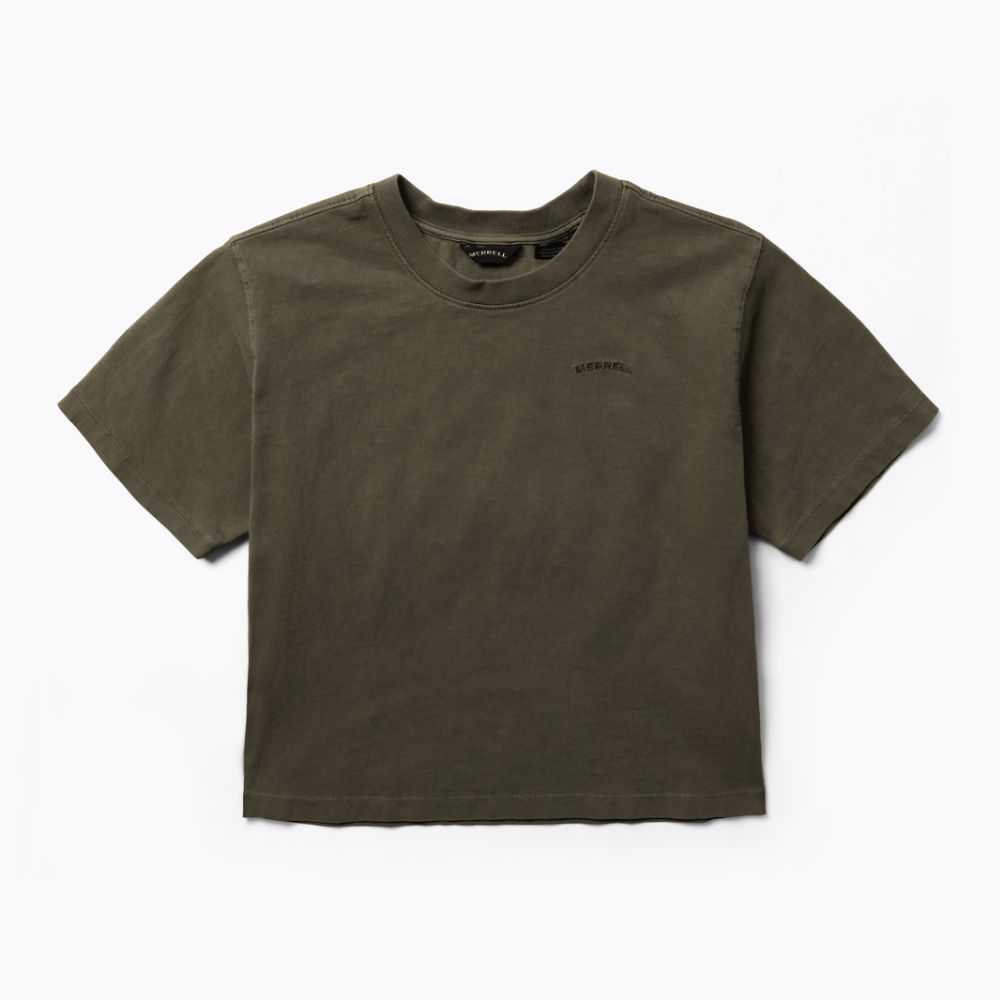 Women's Merrell Sunbaked T Shirts Olive | Israel-7486293