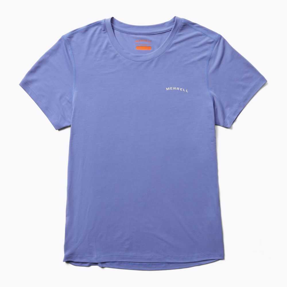 Women's Merrell Tencel T Shirts Blue | Israel-0286197